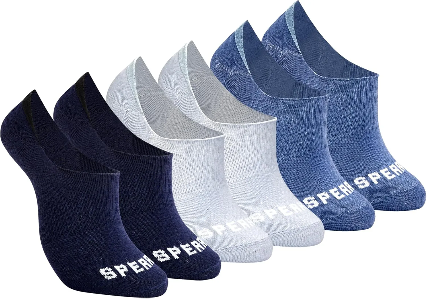 Sperry Men's 6-Pack Arch Hugger No Show Socks, Non-Slip Loafer Socks for Boat Shoes, Low Cut Invisible Liners with Heel Grip