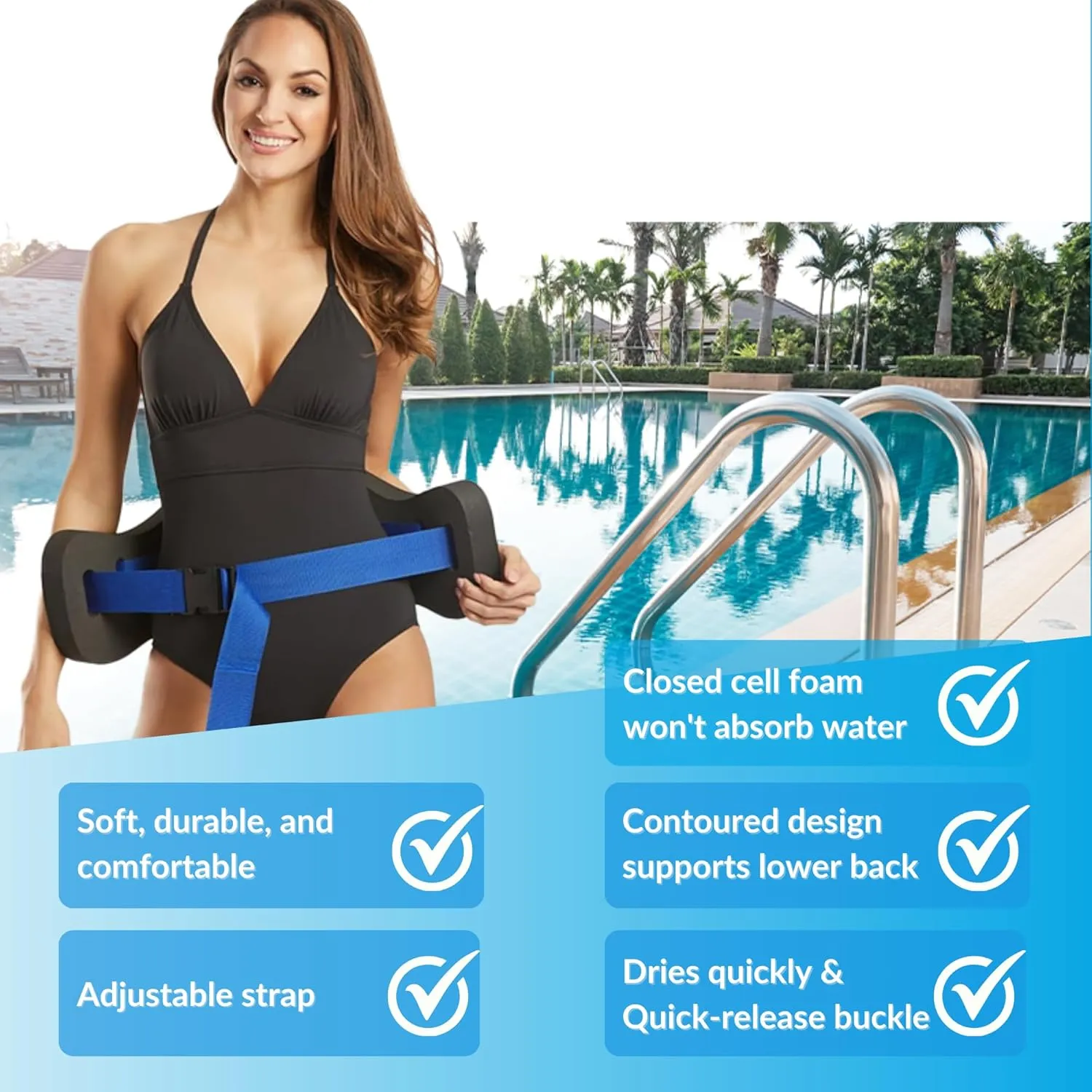 Sporti Swim Belts, Swim Float Jogbelt with Adjustable Belt for Water Fitness Exercises, Swimming Trainer Flotation Belt