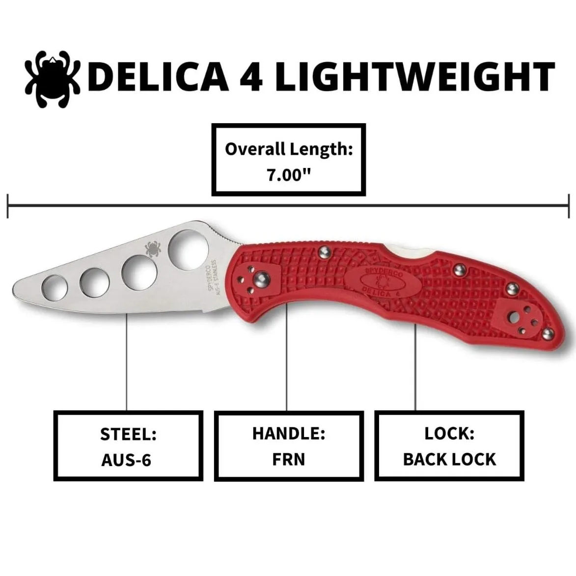 Spyderco Delica 4 Lightweight Trainer Folding Pocket Knife with Blunted Blade