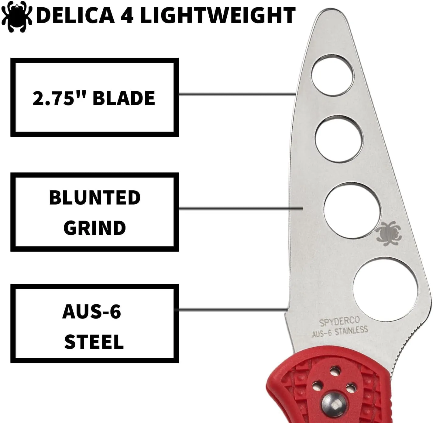 Spyderco Delica 4 Lightweight Trainer Folding Pocket Knife with Blunted Blade