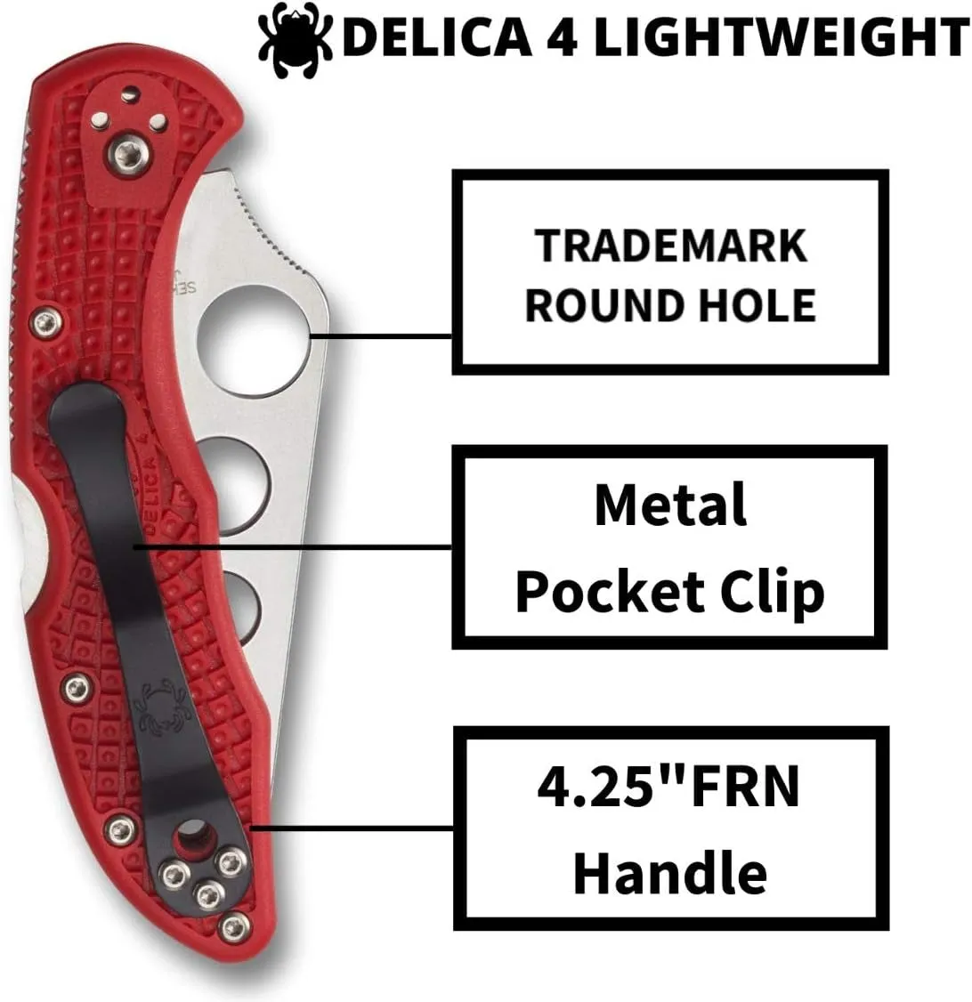 Spyderco Delica 4 Lightweight Trainer Folding Pocket Knife with Blunted Blade