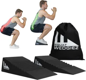 Squat Wedge Pair For Knees Over Toes Training- Anti-Slip Squat Ramps for Lower Body Strength- Slant Board for Squats, ATG Split Squats,Calf Stretching- Squat Wedge Block with Free Video