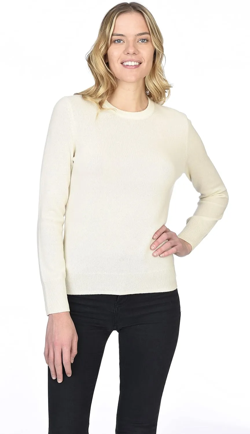 State Cashmere Women’s Essential Crewneck Sweater 100% Pure Cashmere Classic Long Sleeve Pullover