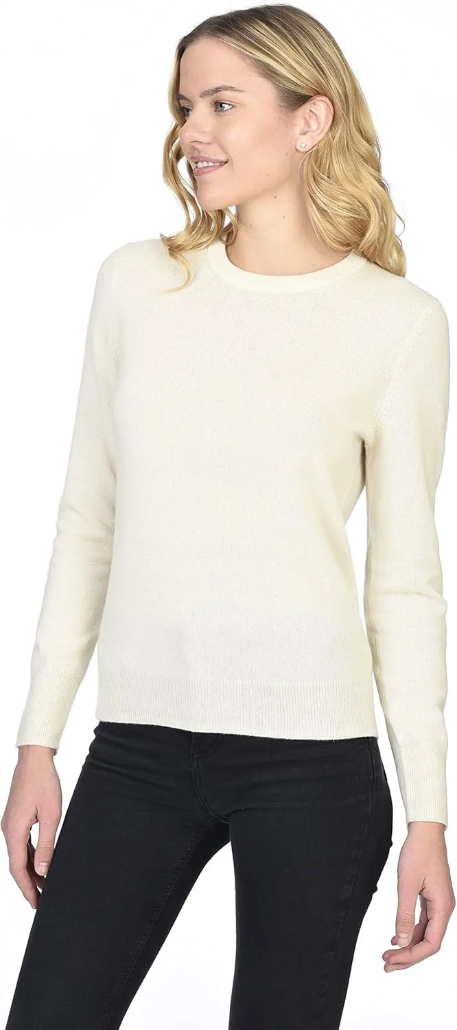 State Cashmere Women’s Essential Crewneck Sweater 100% Pure Cashmere Classic Long Sleeve Pullover