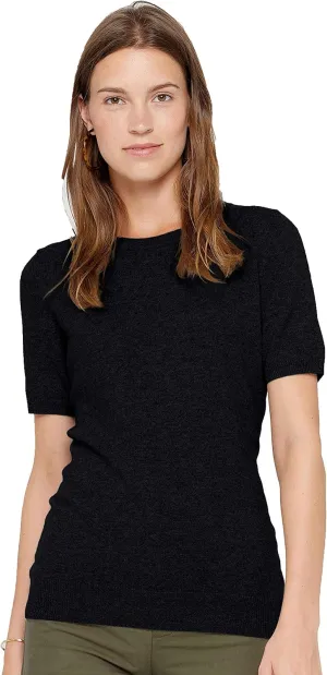 State Cashmere Women’s Essential Short Sleeve Crewneck Sweater 100% Pure Cashmere Classic Tee Pullover