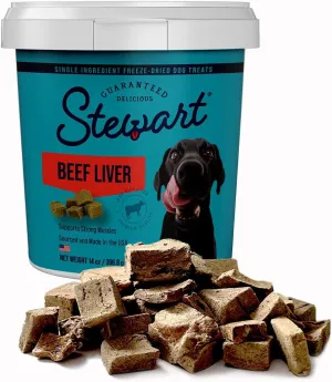 Stewart Freeze Dried Dog Treats, Beef Liver, Healthy, Natural, Single Ingredient, Grain Free Dog Treat, Liver Treats for Dogs, 14 Ounces, Resealable Tub