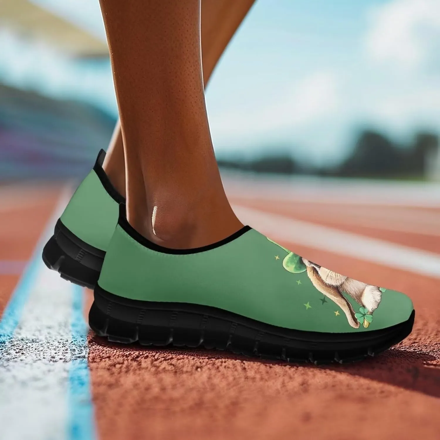 St.Patrick's Day Womens Loafer Flat Shoes Lightweight Classic Slip On Ladies Driving Sneakers - Green