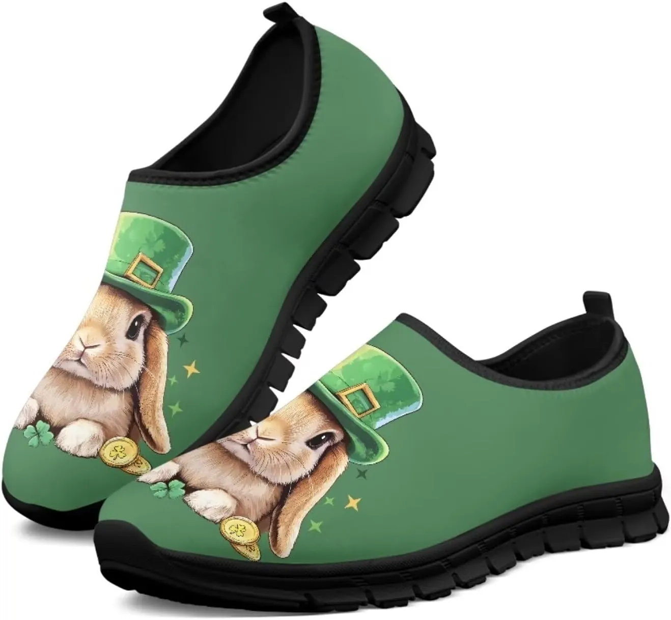 St.Patrick's Day Womens Loafer Flat Shoes Lightweight Classic Slip On Ladies Driving Sneakers - Green
