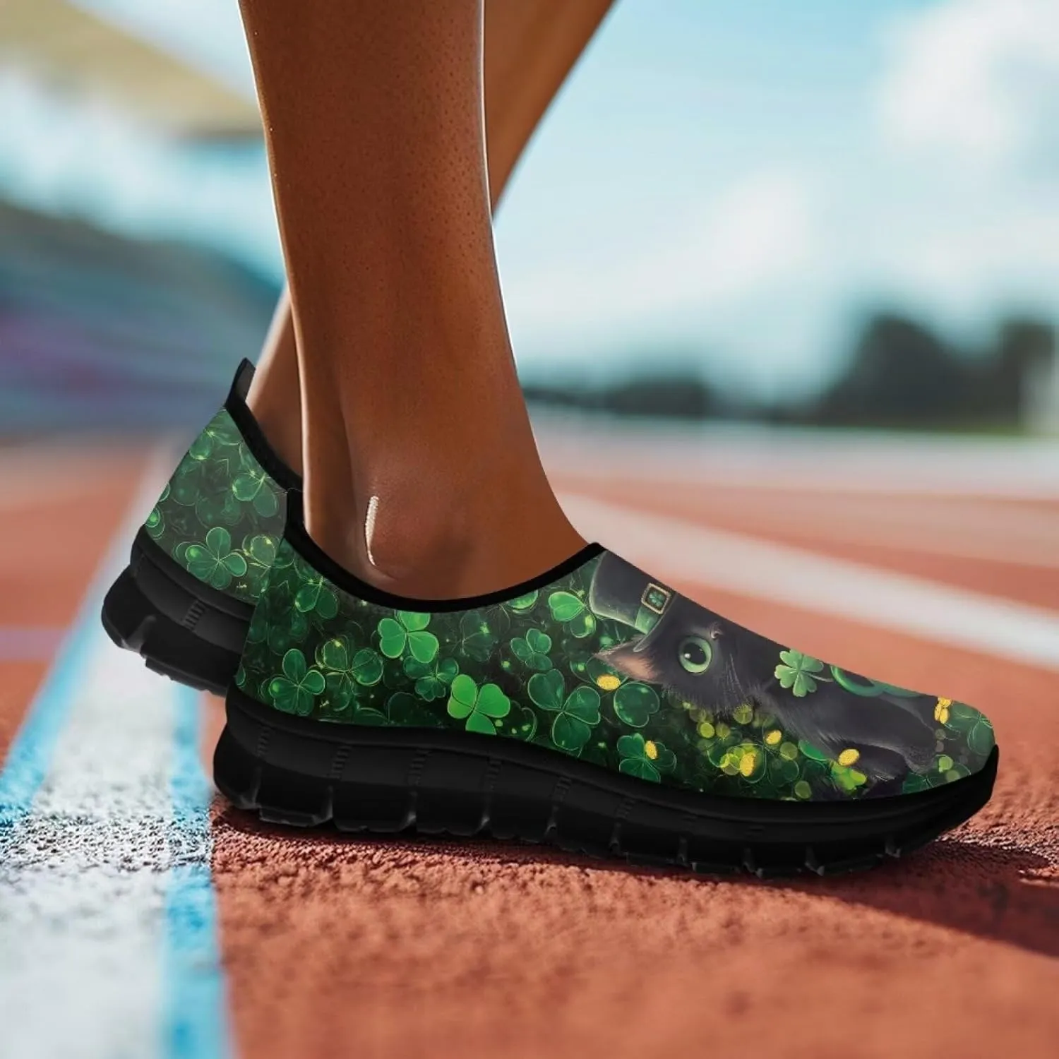 St.Patrick's Day Womens Loafer Flat Shoes Lightweight Classic Slip On Ladies Driving Sneakers - Green