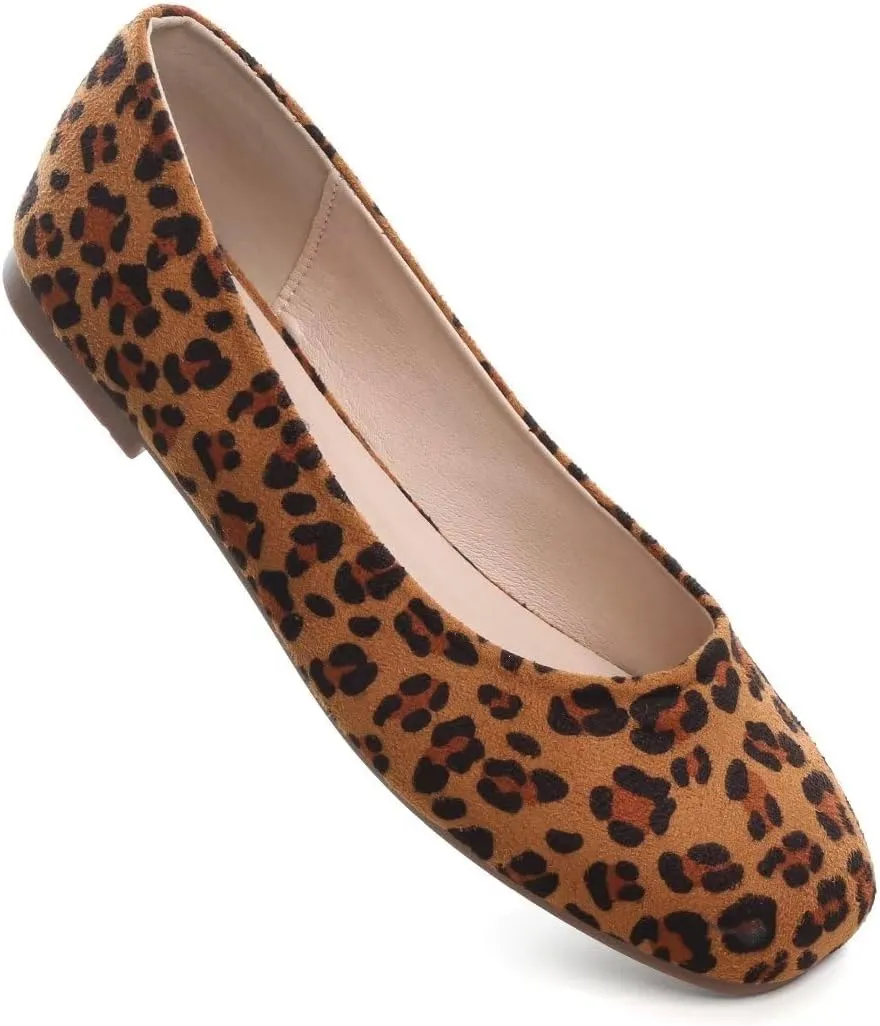 Stunner Women's Comfortable Slip On Ballet Shoes Square Toe Dress Flats Soft Walking Flats