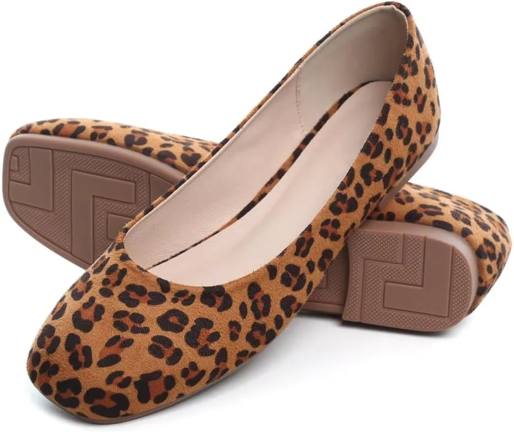 Stunner Women's Comfortable Slip On Ballet Shoes Square Toe Dress Flats Soft Walking Flats