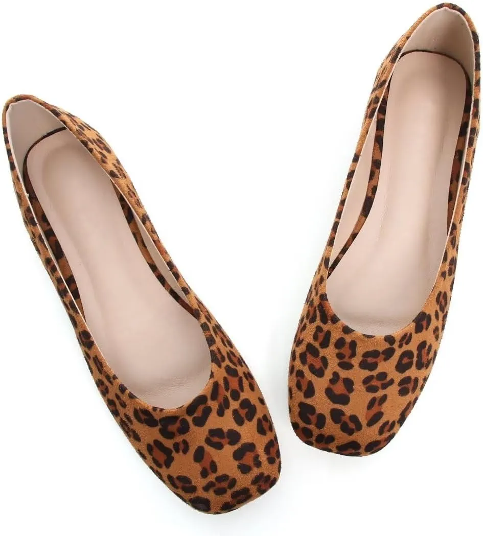 Stunner Women's Comfortable Slip On Ballet Shoes Square Toe Dress Flats Soft Walking Flats