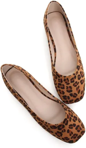 Stunner Women's Comfortable Slip On Ballet Shoes Square Toe Dress Flats Soft Walking Flats