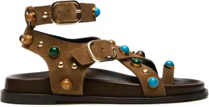 Summer Flat Sandals for Women Beaded Studded Strappy Boho Sandals Casual Beach Shoes Comfy Walking Party Dress Flip Flops Shoes
