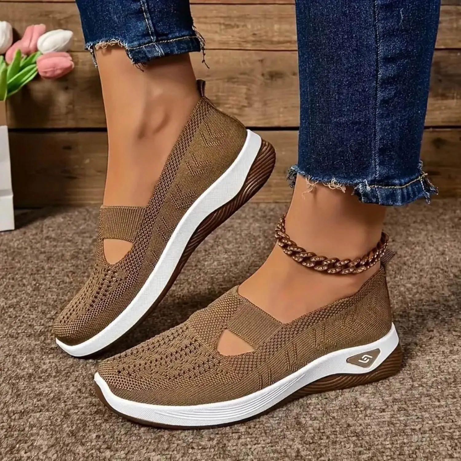 Summer Sandals for Women 2025 Dressy Orthopedic Walking Shoes Womens Woven Orthotic Breathable Walking Sneaker Non-Slip Arch Support Slip on Shoe