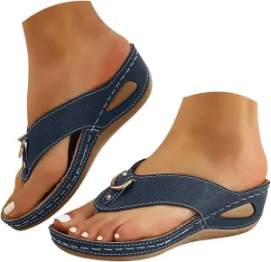 Summer Sandals for Women 2025 Women's Comfortable Breathable Mesh Orthopedic Sports Slippers Arch Support Beach Leisure Wedge Heel Flip Flops Outdoor Vacation Party Shoes