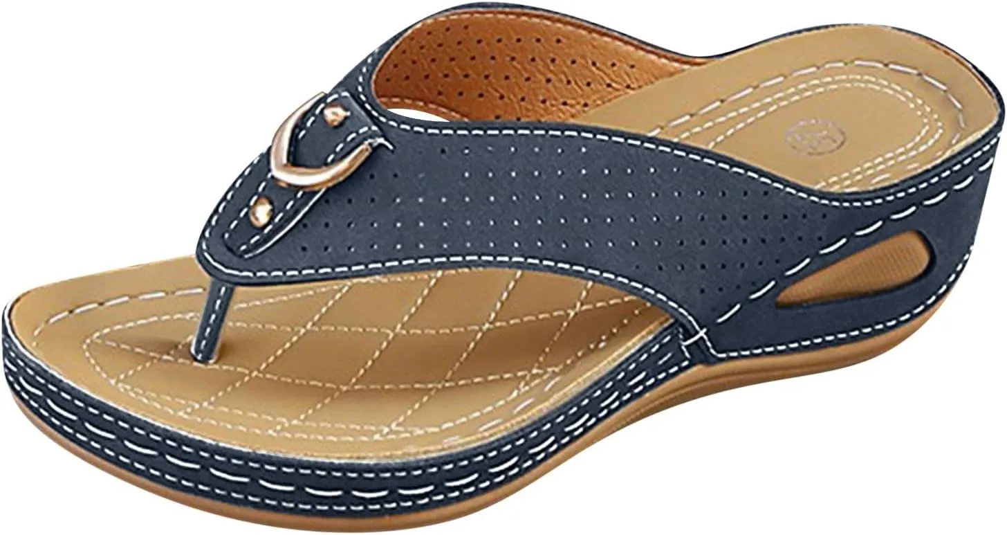Summer Sandals for Women 2025 Women's Comfortable Breathable Mesh Orthopedic Sports Slippers Arch Support Beach Leisure Wedge Heel Flip Flops Outdoor Vacation Party Shoes