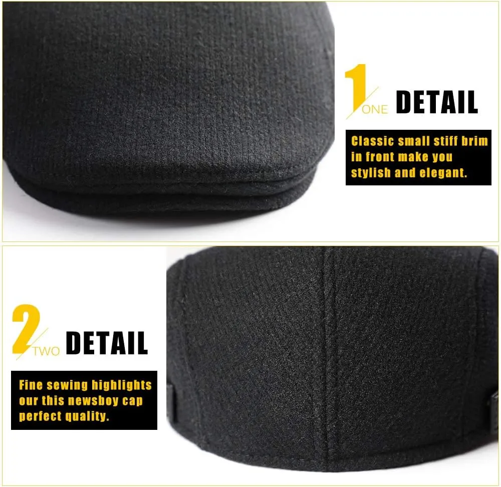 Sumolux Mens Newsboy Cap Winter Beret Hat Cabbie Flat Cap