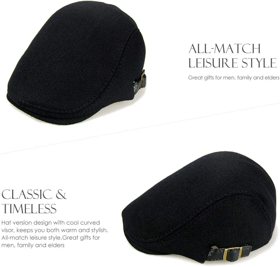 Sumolux Mens Newsboy Cap Winter Beret Hat Cabbie Flat Cap