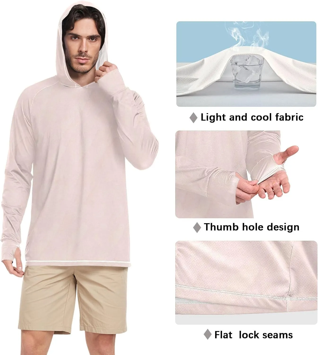Sun Shirt Hoodie for Men Long Sleeve UPF 50 Mens Sun Shirt Lightweight UV Rash Guard Hooded Hooded Fishing Shirts