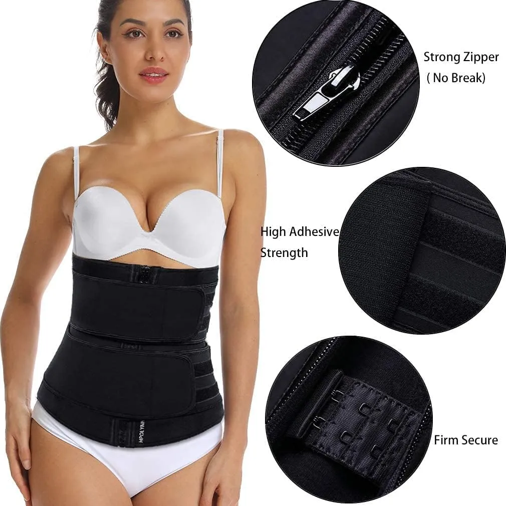 Sweat Waist Trainer for Women Two Belts, Neoprene Workout Corset Waist Trainer Cincher Trimmer Shaper Zipper