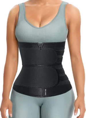 Sweat Waist Trainer for Women Two Belts, Neoprene Workout Corset Waist Trainer Cincher Trimmer Shaper Zipper