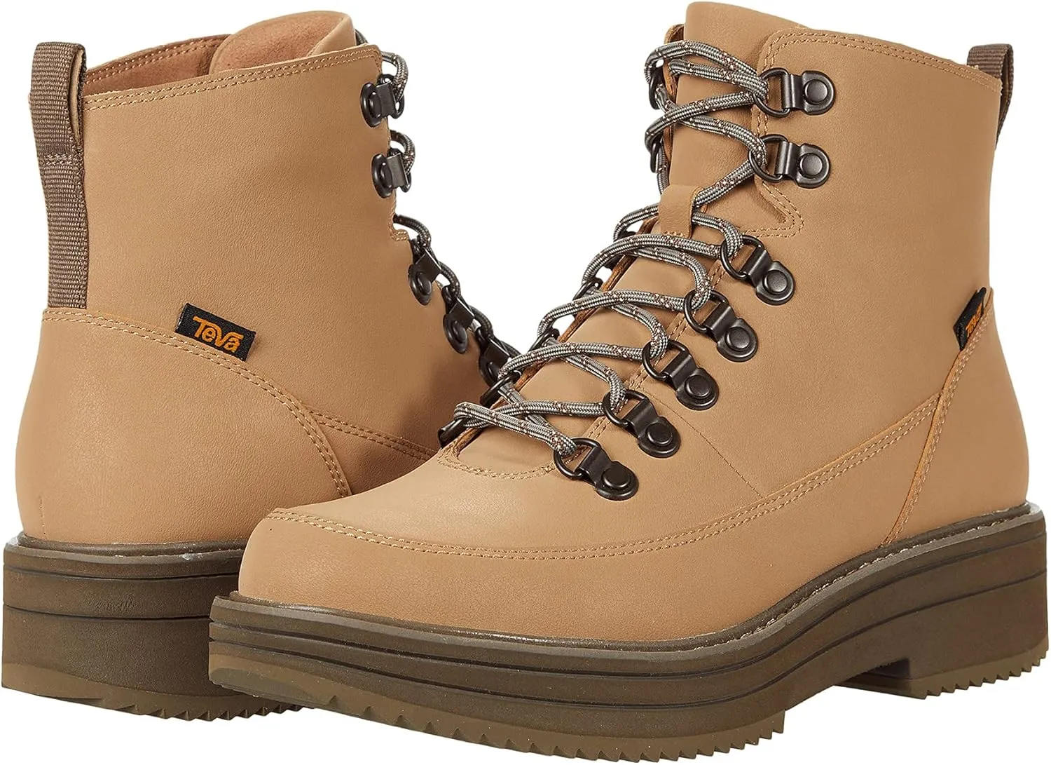 Teva Women's Midform Comfortable Water-Resistant Flat Platform Lace Leather Boots