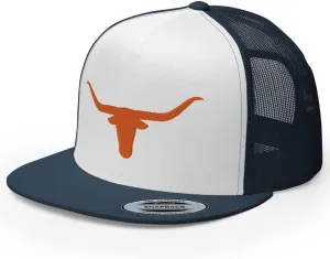 Texas Western Orange Longhorn Trucker Hat High Crown Flat Bill Country Rodeo Cowboy Ranch Snapback Cap Men Women
