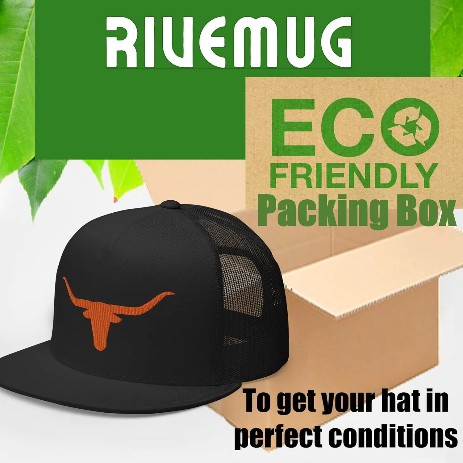 Texas Western Orange Longhorn Trucker Hat High Crown Flat Bill Country Rodeo Cowboy Ranch Snapback Cap Men Women