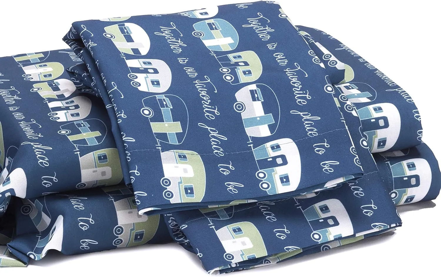 The Lakeside Collection Our Favorite Place is Together Bedding Sheet Set with Pillowcases - Queen - 4 Pieces ,Blue