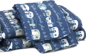 The Lakeside Collection Our Favorite Place is Together Bedding Sheet Set with Pillowcases - Queen - 4 Pieces ,Blue