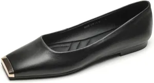 TinaCus Handmade Square Toe Genuine Leather Women's Slip On Comfortable Flat Shoes