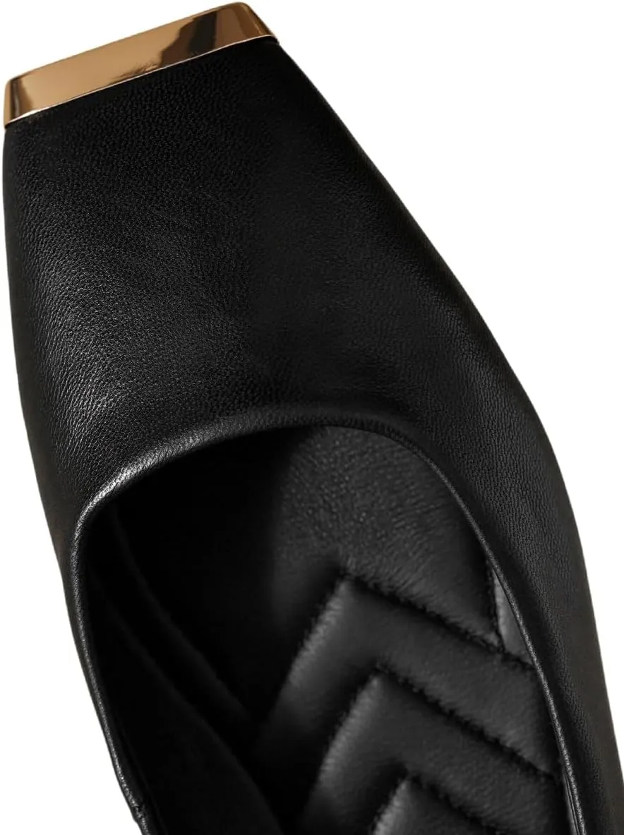 TinaCus Handmade Square Toe Genuine Leather Women's Slip On Comfortable Flat Shoes