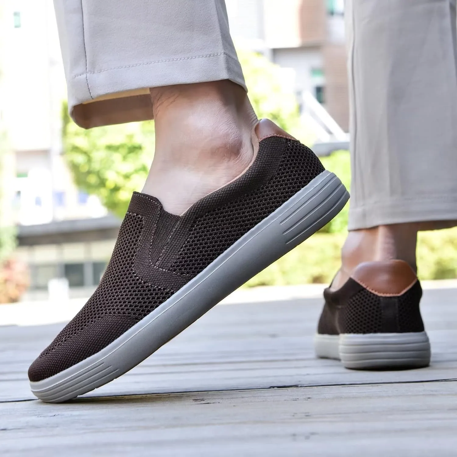 TIOSEBON Men's Mesh Slip on Walking Shoes-Comfortable Drving Loafer Fashion Sneaker