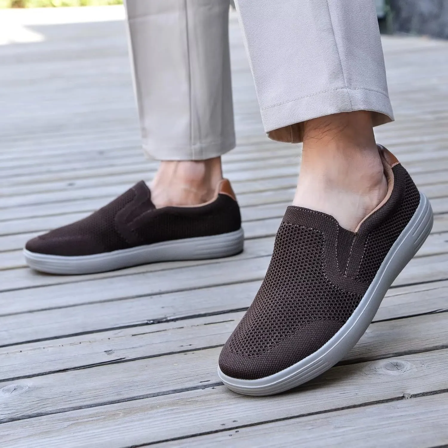 TIOSEBON Men's Mesh Slip on Walking Shoes-Comfortable Drving Loafer Fashion Sneaker