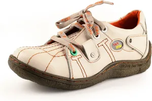 TMA EYES Ladies' Hand-Sewn Thread Genuine Leather Flat Wide-Toe Sports Casual Shoes