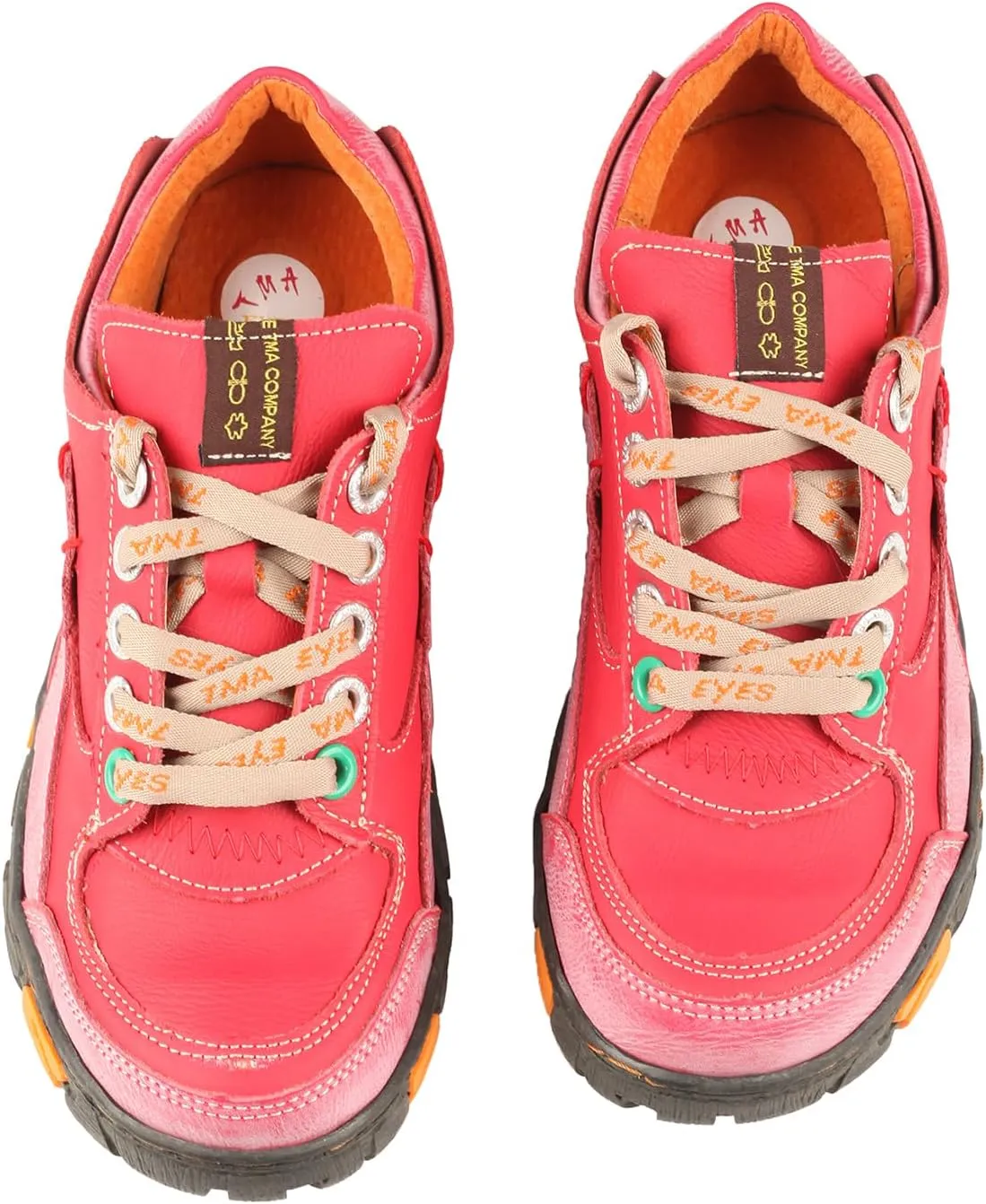 TMA EYES Women's Flat Shoes Lace-Up Casual Fashion Comfortable Leather Shoes