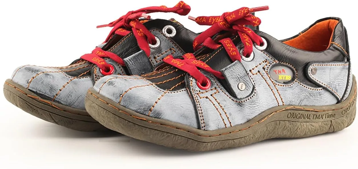 TMA EYES Women's Sneaker Genuine Leather Flat Shoes for Outdoor Sports Casual Shoes
