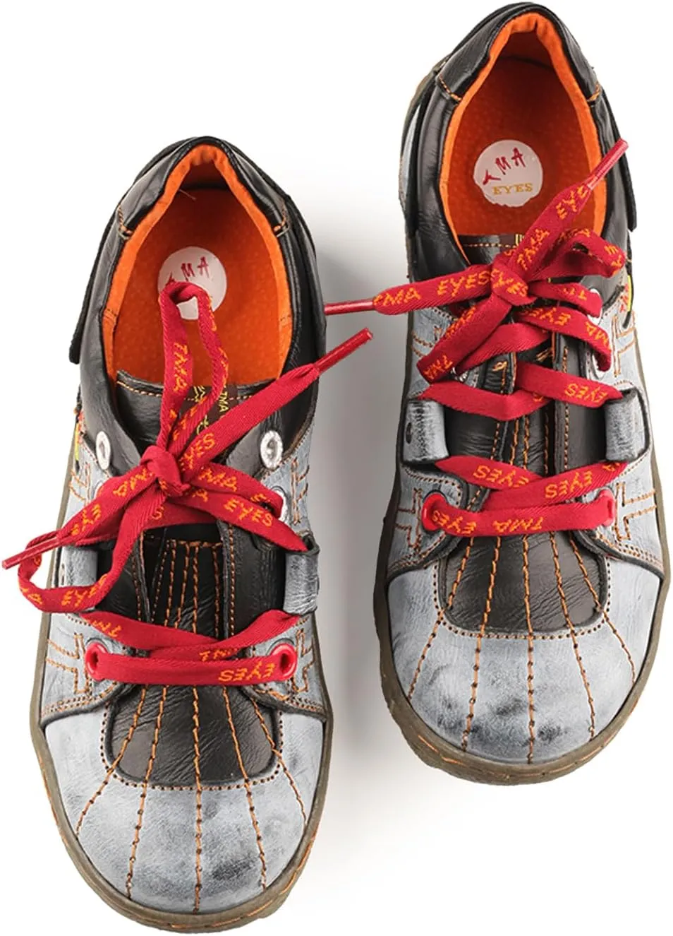 TMA EYES Women's Sneaker Genuine Leather Flat Shoes for Outdoor Sports Casual Shoes