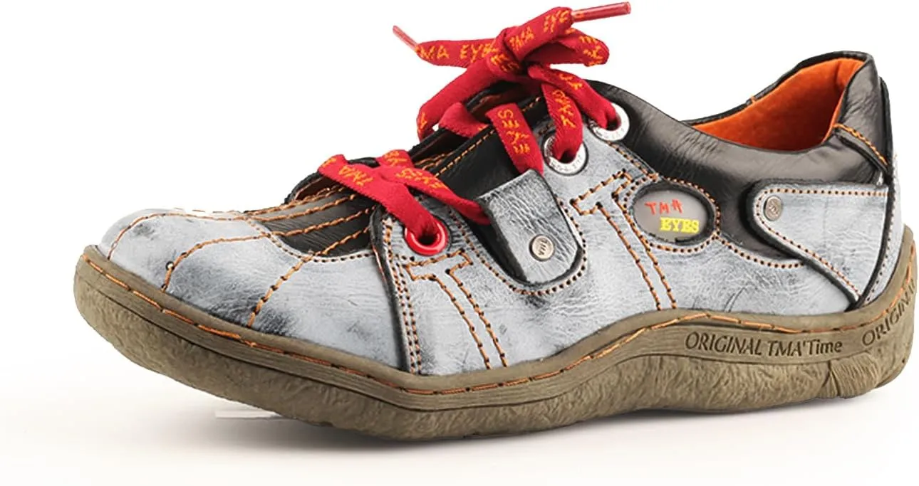 TMA EYES Women's Sneaker Genuine Leather Flat Shoes for Outdoor Sports Casual Shoes