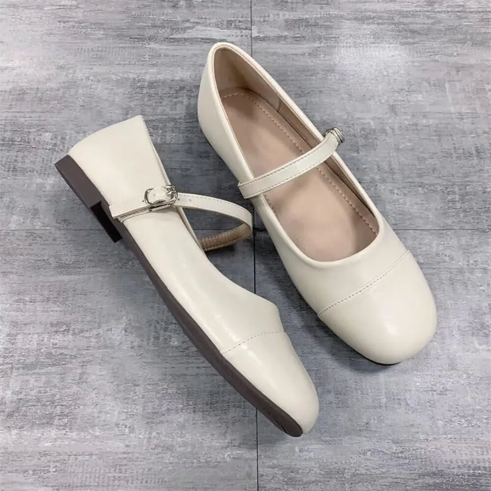 TN TANGNEST Flat Shoes for Women Retro Square Toe Mary Jane Flats Shiny Ballet Flats Comfortable Office Flats