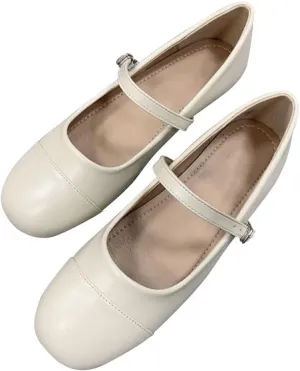 TN TANGNEST Flat Shoes for Women Retro Square Toe Mary Jane Flats Shiny Ballet Flats Comfortable Office Flats