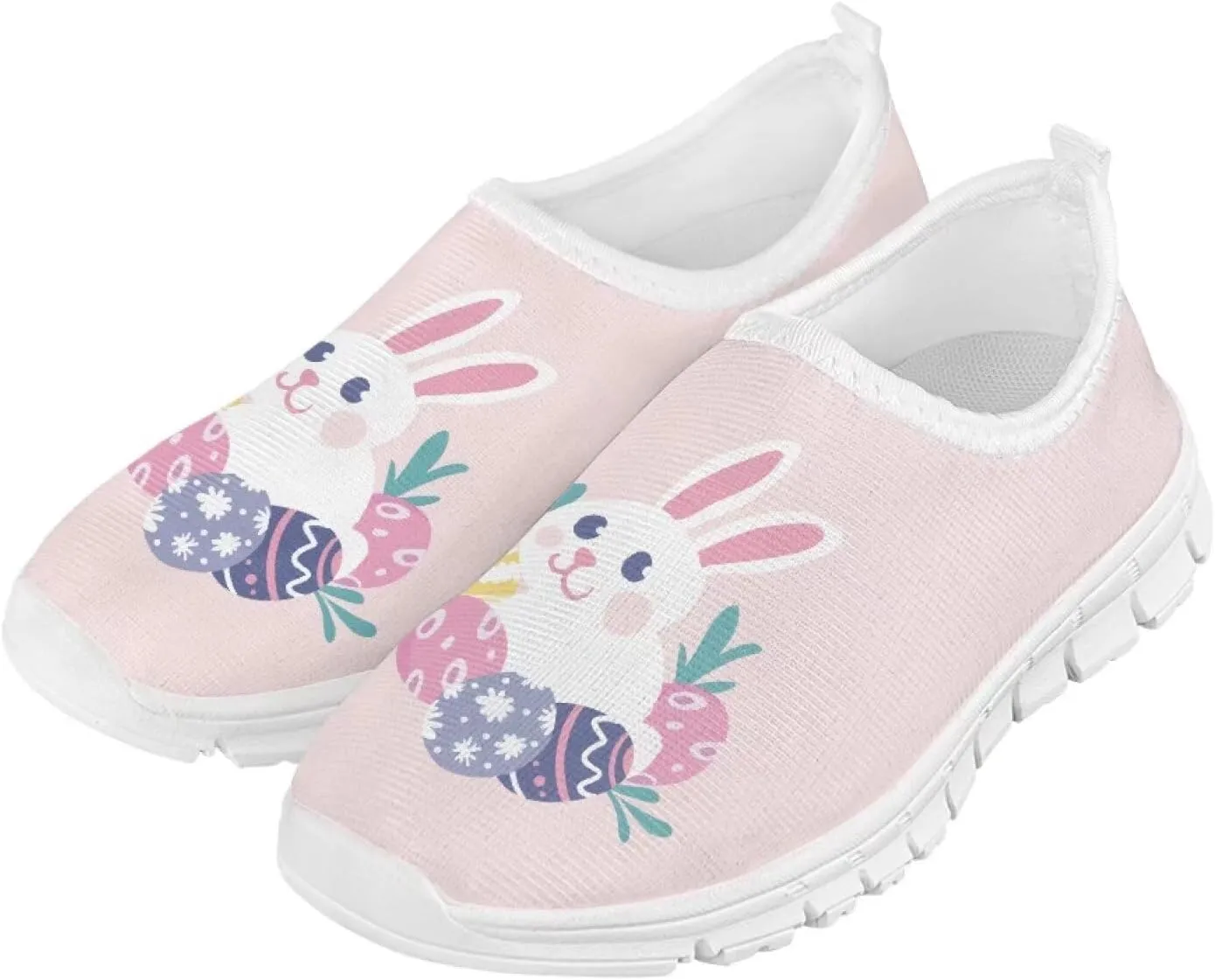 TODIYADDU Girls Easter Shoes Kids Lightweight Mesh Sneakers Casual Athletic Sneaker, White