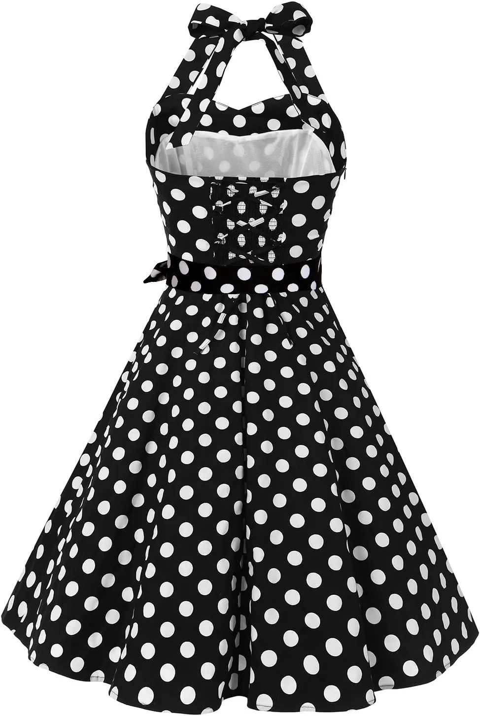 Topdress Women'sVintage Polka Audrey Dress 1950s Halter Retro Cocktail Dress