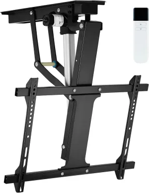 TOPSKY Electric Adjustable Ceiling TV Mount with Remote, Motorized Flip Down Fits for Flat and Pitched Roof and 32 to 70 Inch Flat and Curved Screen TVs (Black)