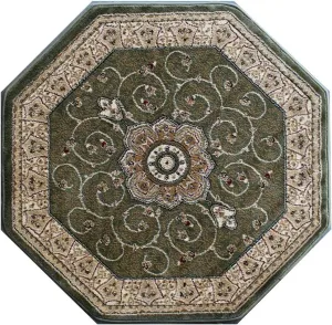 Traditional Octagon Area Rug Design 404 Green (4 Feet X 4 Feet) Octagon