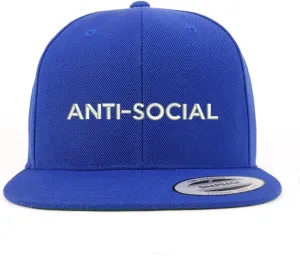 Trendy Apparel Shop Anti Social Embroidered Flat Bill Snapback Baseball Cap