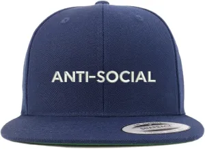 Trendy Apparel Shop Anti Social Embroidered Flat Bill Snapback Baseball Cap