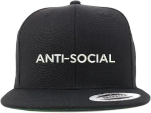 Trendy Apparel Shop Anti Social Embroidered Flat Bill Snapback Baseball Cap