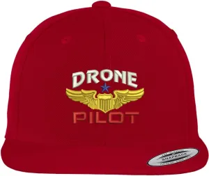Trendy Apparel Shop Drone Pilot Aviation Wing Embroidered Flat Bill Snapback Baseball Cap